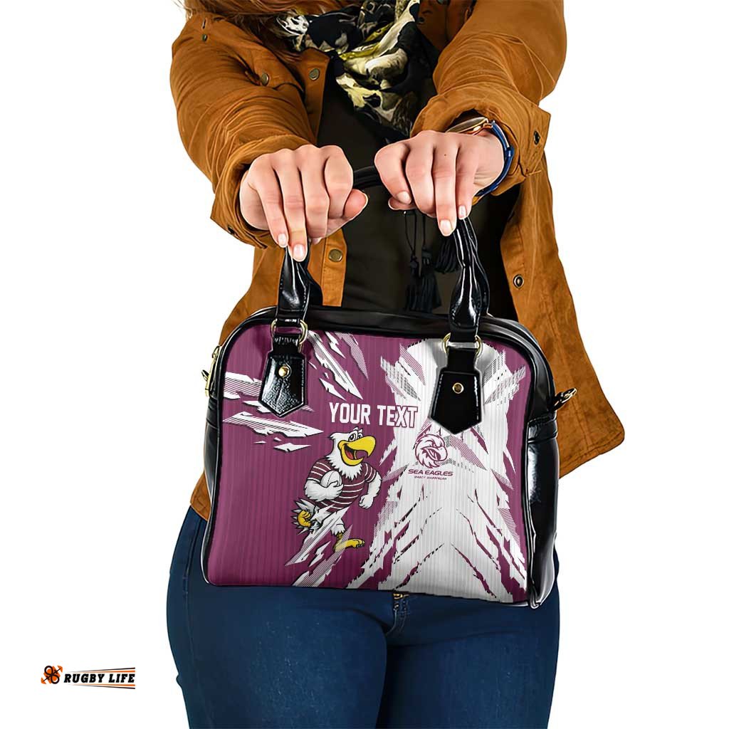 Personalized Manly Warringah Sea Eagles Shoulder Handbag Dynamic Lightning Mascot Rugby Australia TS04