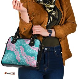 Hereditary Cancer Awareness Australia Indigenous Shoulder Handbag Pink and Teal LT7
