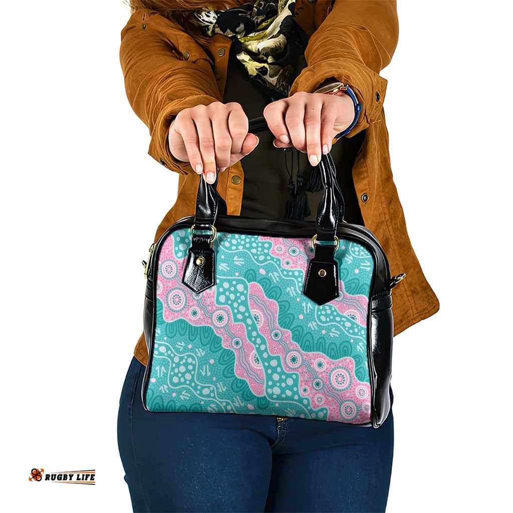 Hereditary Cancer Awareness Australia Indigenous Shoulder Handbag Pink and Teal LT7