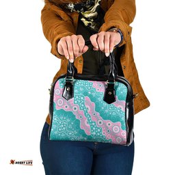 Hereditary Cancer Awareness Australia Indigenous Shoulder Handbag Pink and Teal LT7