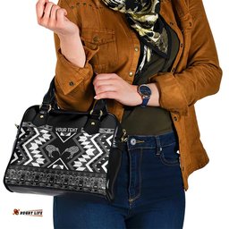 Personalised Taniko Motifs Aotearoa Shoulder Handbag Waitangi Kowhaiwhai Kiwi - Monochrome LT7