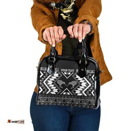 Personalised Taniko Motifs Aotearoa Shoulder Handbag Waitangi Kowhaiwhai Kiwi - Monochrome LT7