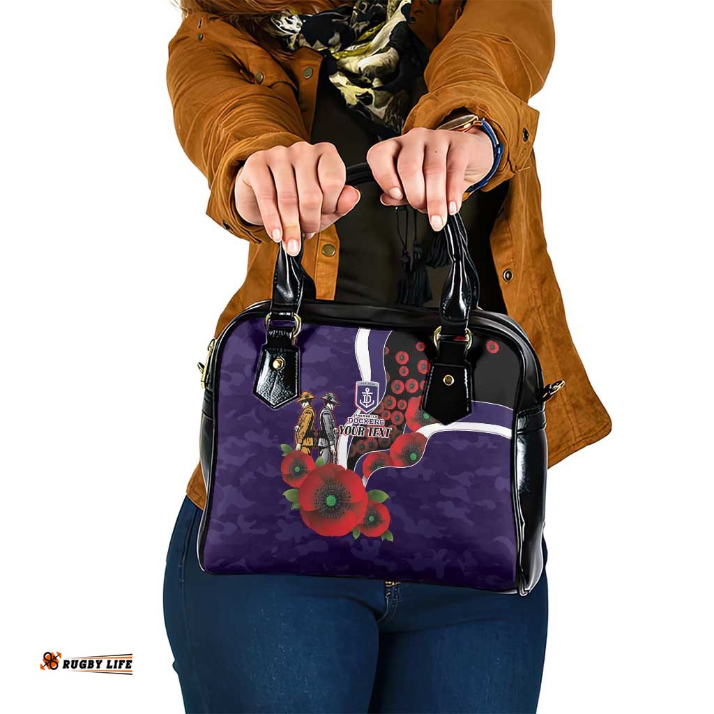 Fremantle Dockers ANZAC Personalised Shoulder Handbag Lest We Forget Poppy Camo LT9