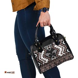 Personalised Taniko Motifs Aotearoa Shoulder Handbag Waitangi Kowhaiwhai Kiwi - Mocha LT7