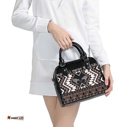 Personalised Taniko Motifs Aotearoa Shoulder Handbag Waitangi Kowhaiwhai Kiwi - Mocha LT7