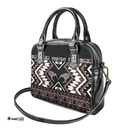 Personalised Taniko Motifs Aotearoa Shoulder Handbag Waitangi Kowhaiwhai Kiwi - Mocha LT7