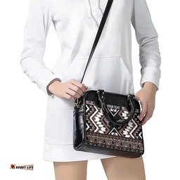 Personalised Taniko Motifs Aotearoa Shoulder Handbag Waitangi Kowhaiwhai Kiwi - Mocha LT7