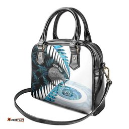 New Zealand Silver Fern Curling Personalised Shoulder Handbag Aotearoa Kiwi Ponga Paua Shell Version LT14