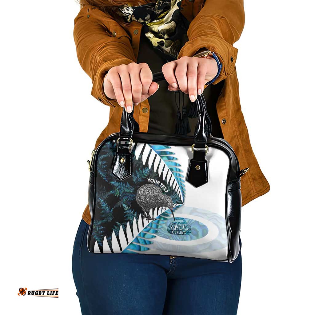 New Zealand Silver Fern Curling Personalised Shoulder Handbag Aotearoa Kiwi Ponga Paua Shell Version LT14
