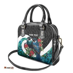 Personalised Valentine's Day New Zealand Shoulder Handbag Tui Bird Couple Kowhaiwhai Mix Pohutukawa LT14