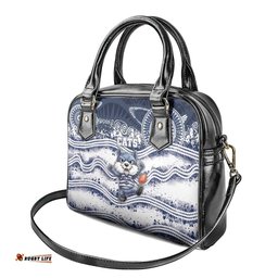 Geelong Navy Shoulder Handbag Playful Cat Kicking Ball DT05