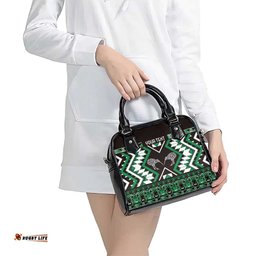 Personalised Taniko Motifs Aotearoa Shoulder Handbag Waitangi Kowhaiwhai Kiwi - Green LT7