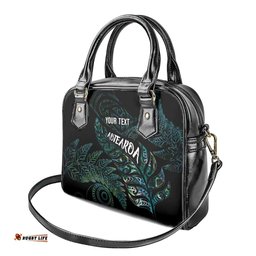Aotearoa Personalized Lawn Bowls Maori Shoulder Handbag New Zealand Paua Shell Tribal Silver Fern LT7