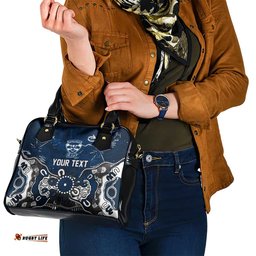 Personalized Geelong Cats Shoulder Handbag Aboriginal Dot Painting Graffiti Style TS04