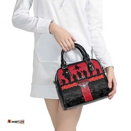 Personalised Essendon Football ANZAC Day Shoulder Handbag Bombers Poppy Lest We Forget LT14