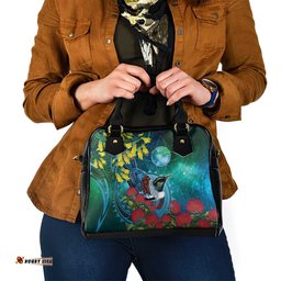 New Zealand Tui Bird Shoulder Handbag Maori Koru With Pohutukawa Galaxy Style LT05