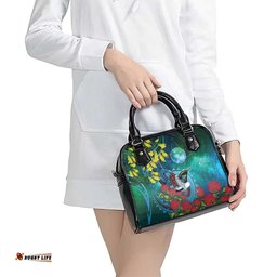 New Zealand Tui Bird Shoulder Handbag Maori Koru With Pohutukawa Galaxy Style LT05