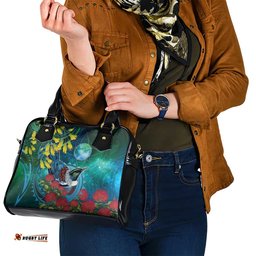 New Zealand Tui Bird Shoulder Handbag Maori Koru With Pohutukawa Galaxy Style LT05
