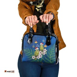 New Zealand Kakapo Christmas Shoulder Handbag Owl Parrot Santa Sliver Fern Manuka - Blue LT14
