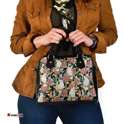 Little Corella Australia Cockatoo Shoulder Handbag Cacatua Sanguinea Banksia Seamless Black LT14