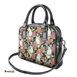 Little Corella Australia Cockatoo Shoulder Handbag Cacatua Sanguinea Banksia Seamless Black LT14