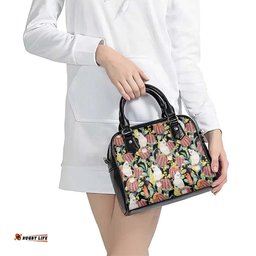 Little Corella Australia Cockatoo Shoulder Handbag Cacatua Sanguinea Banksia Seamless Black LT14