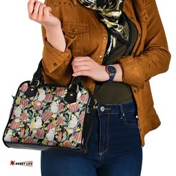 Little Corella Australia Cockatoo Shoulder Handbag Cacatua Sanguinea Banksia Seamless Black LT14