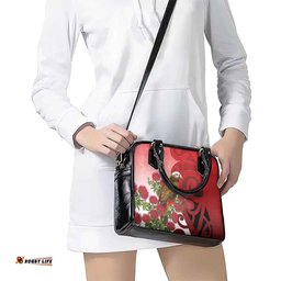 New Zealand Parrot Kaka Shoulder Handbag Maori Koru With Pohutukawa Flowers LT05