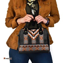 Orange Taniko Pattern Aotearoa Shoulder Handbag Niho Taniwha Mix Poutama LT14