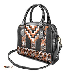 Orange Taniko Pattern Aotearoa Shoulder Handbag Niho Taniwha Mix Poutama LT14