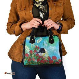 New Zealand Tomtit Shoulder Handbag Maori Koru With Pohutukawa Galaxy Style LT05