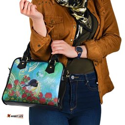 New Zealand Tomtit Shoulder Handbag Maori Koru With Pohutukawa Galaxy Style LT05