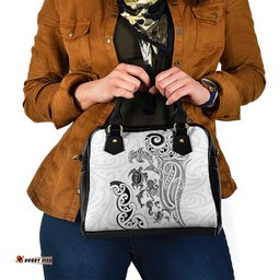 New Zealand Sea Animals with Maori Tribal Tattoo Shoulder Handbag White Color LT03