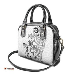 New Zealand Sea Animals with Maori Tribal Tattoo Shoulder Handbag White Color LT03