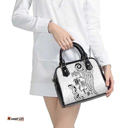 New Zealand Sea Animals with Maori Tribal Tattoo Shoulder Handbag White Color LT03