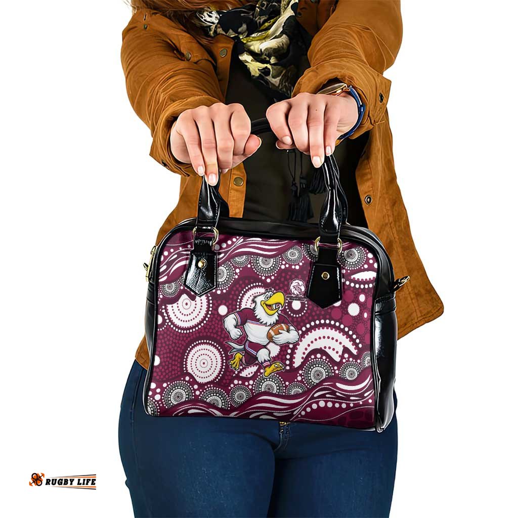 Manly Warringah Sea Eagles Shoulder Handbag Aboriginal Dot Pattern - Rugby Mascot Heritage Pride TS04