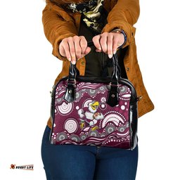 Manly Warringah Sea Eagles Shoulder Handbag Aboriginal Dot Pattern - Rugby Mascot Heritage Pride TS04