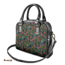 New Zealand Christmas Shoulder Handbag Romantic Tui Birds on Pohutukawa - Cobalt LT7