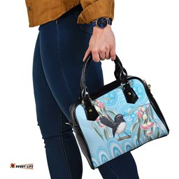 Willie wagtail Australia Shoulder Handbag Eucalyptus Blossoms Aboriginal Art LT14