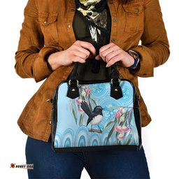 Willie wagtail Australia Shoulder Handbag Eucalyptus Blossoms Aboriginal Art LT14