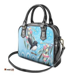 Willie wagtail Australia Shoulder Handbag Eucalyptus Blossoms Aboriginal Art LT14
