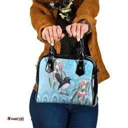 Willie wagtail Australia Shoulder Handbag Eucalyptus Blossoms Aboriginal Art LT14