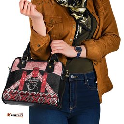 Toitu Te Tiriti O Waitangi Shoulder Handbag Maori Wharenui With Taniko Motifs LT14