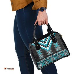 Turquoise Taniko Pattern Aotearoa Shoulder Handbag Niho Taniwha Mix Poutama LT14