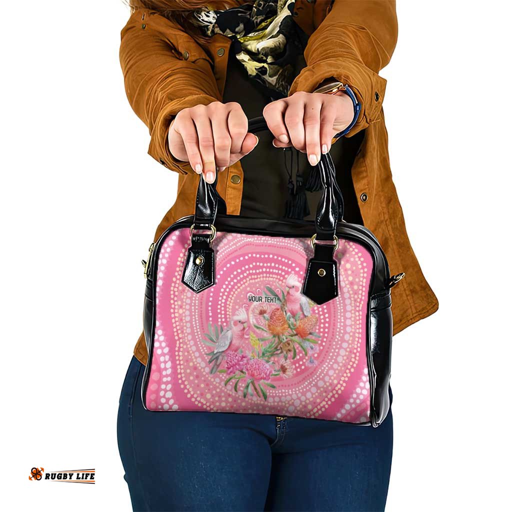 Personalized Pink Galah Aboriginal Dot Art Shoulder Handbag Australias Breast Cancer Awareness LT9