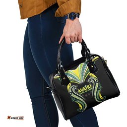 Rugby Cook Islands Avaiki Shoulder Handbag Black Kuki Airani Tribal Maori Inspired LT9