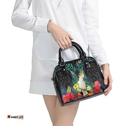Sulphur-crested Cockatoo New Zealand Shoulder Handbag Paua Shell Aotearoa Maori Tropical Flowers LT14