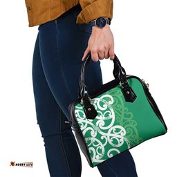 Pounamu Green Maori Shoulder Handbag Koru Kowhaiwhai LT7
