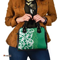 Pounamu Green Maori Shoulder Handbag Koru Kowhaiwhai LT7