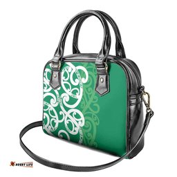 Pounamu Green Maori Shoulder Handbag Koru Kowhaiwhai LT7